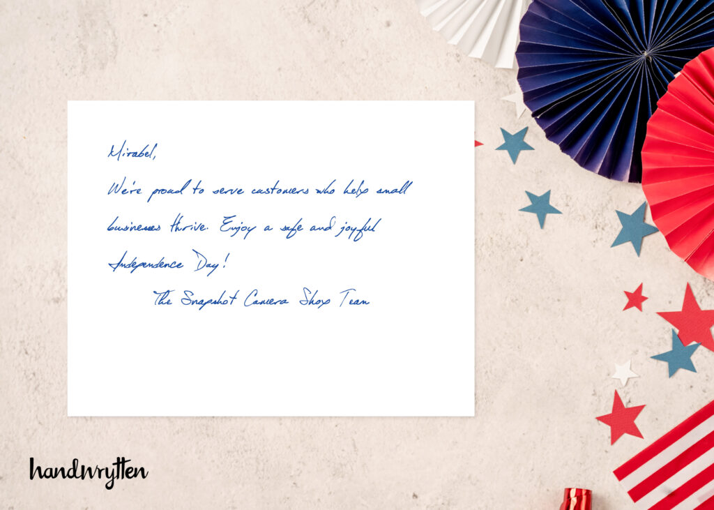 Handwrytten patriotic cards