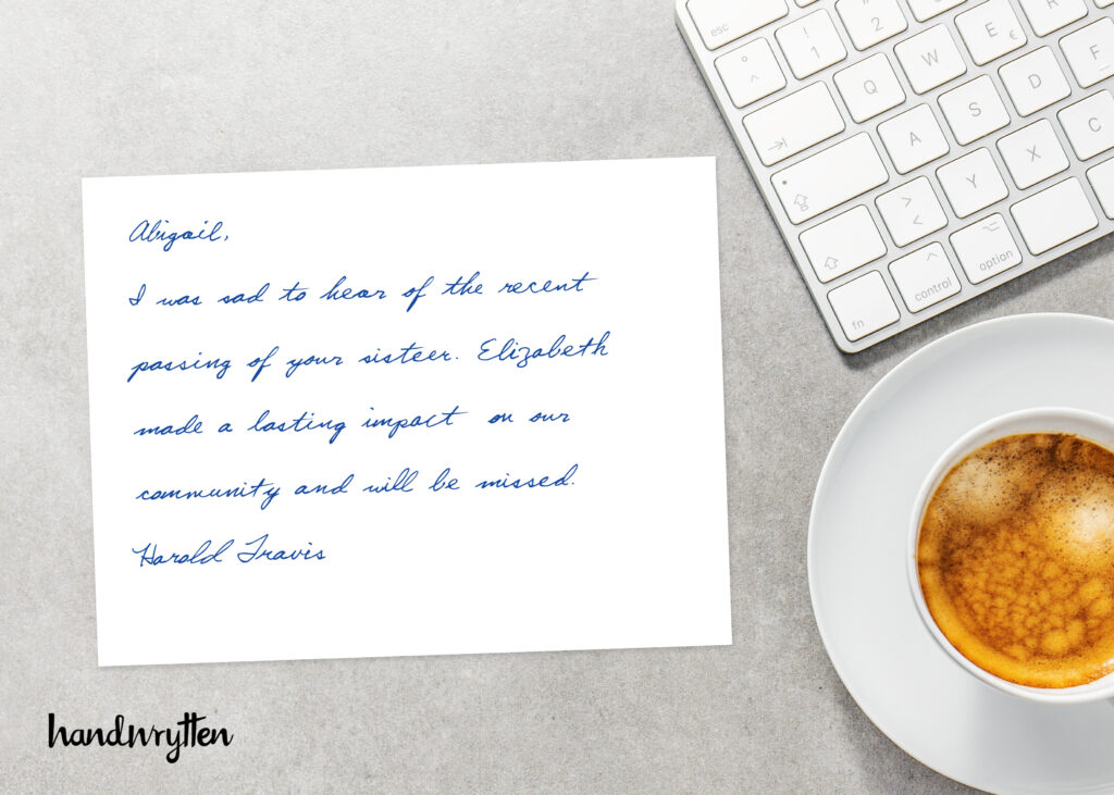 Handwrytten Condolence notes