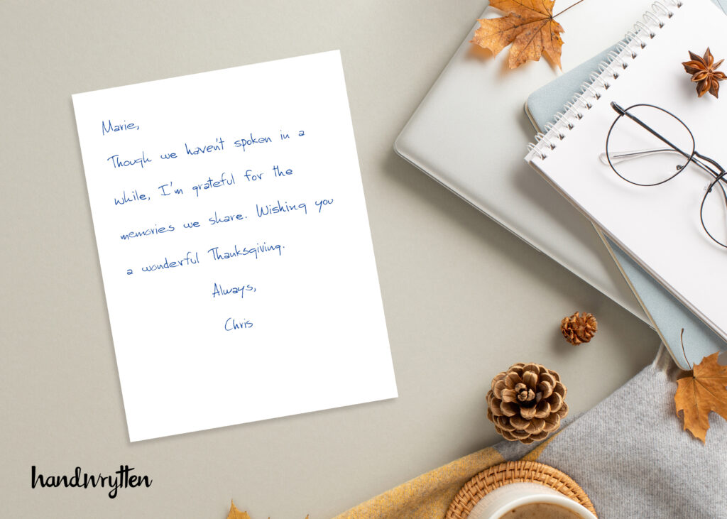 Handwrytten Thanksgiving card