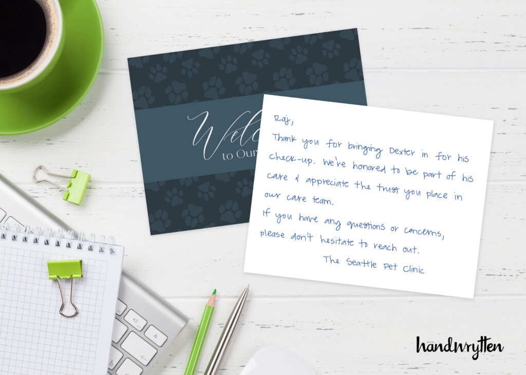Thank you note from pet clinic