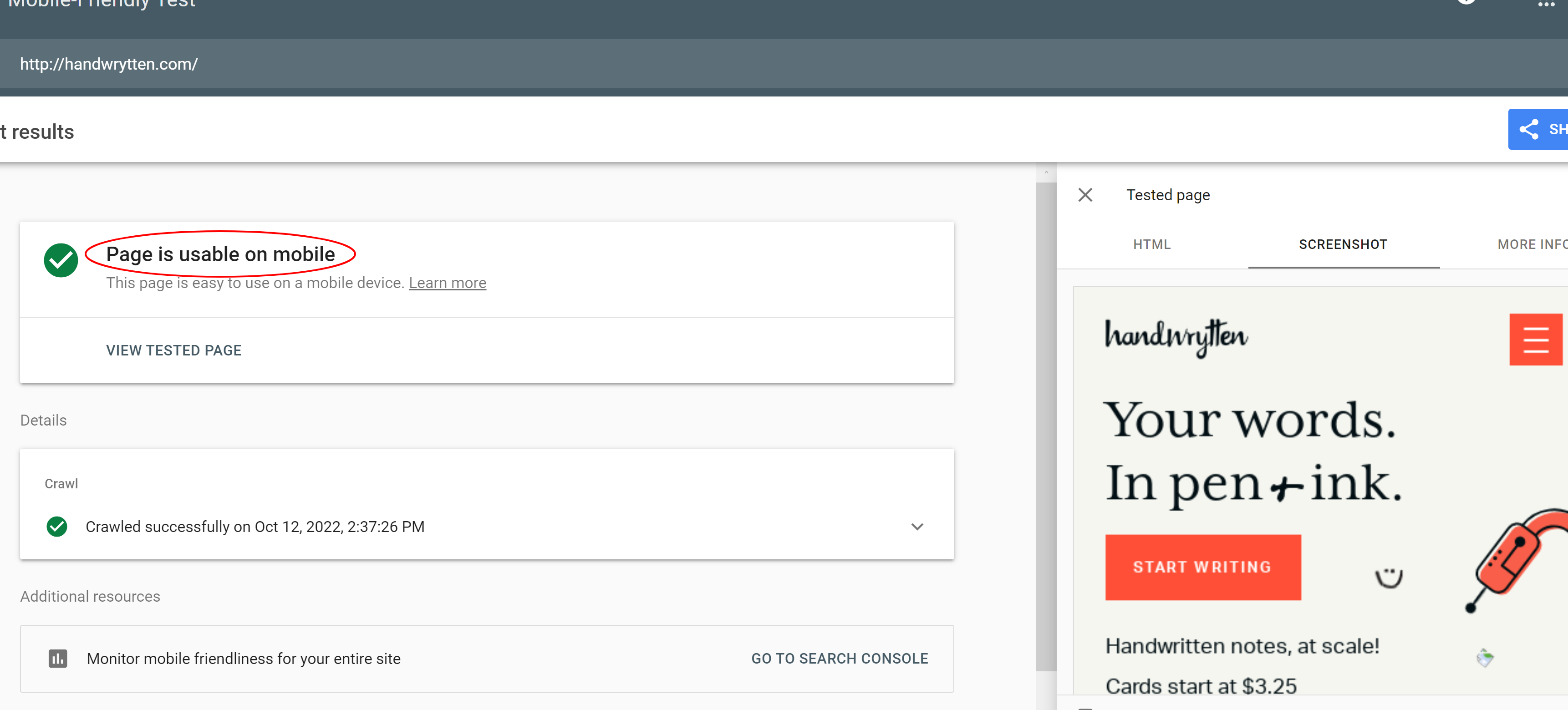 Google mobile-friendly test